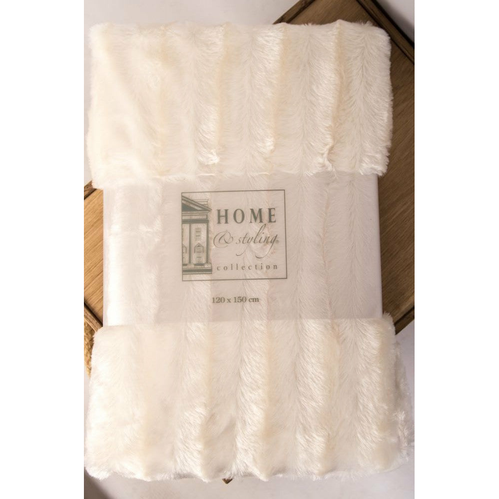 Koc Futrzany Biały dekoracyjny