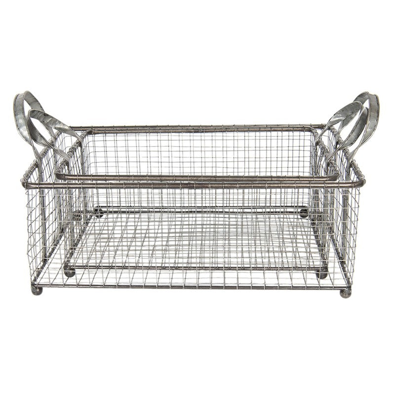 Kosze druciane srebrne Vintage zestaw 2 szt Clayrer Eef