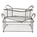 Kosze druciane srebrne Vintage zestaw 2 szt Clayrer Eef