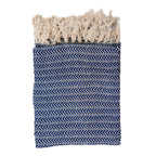 Koc dekoracyjny granatowy marynistyczny 130 x 180 cm frędzle Clayre Eef