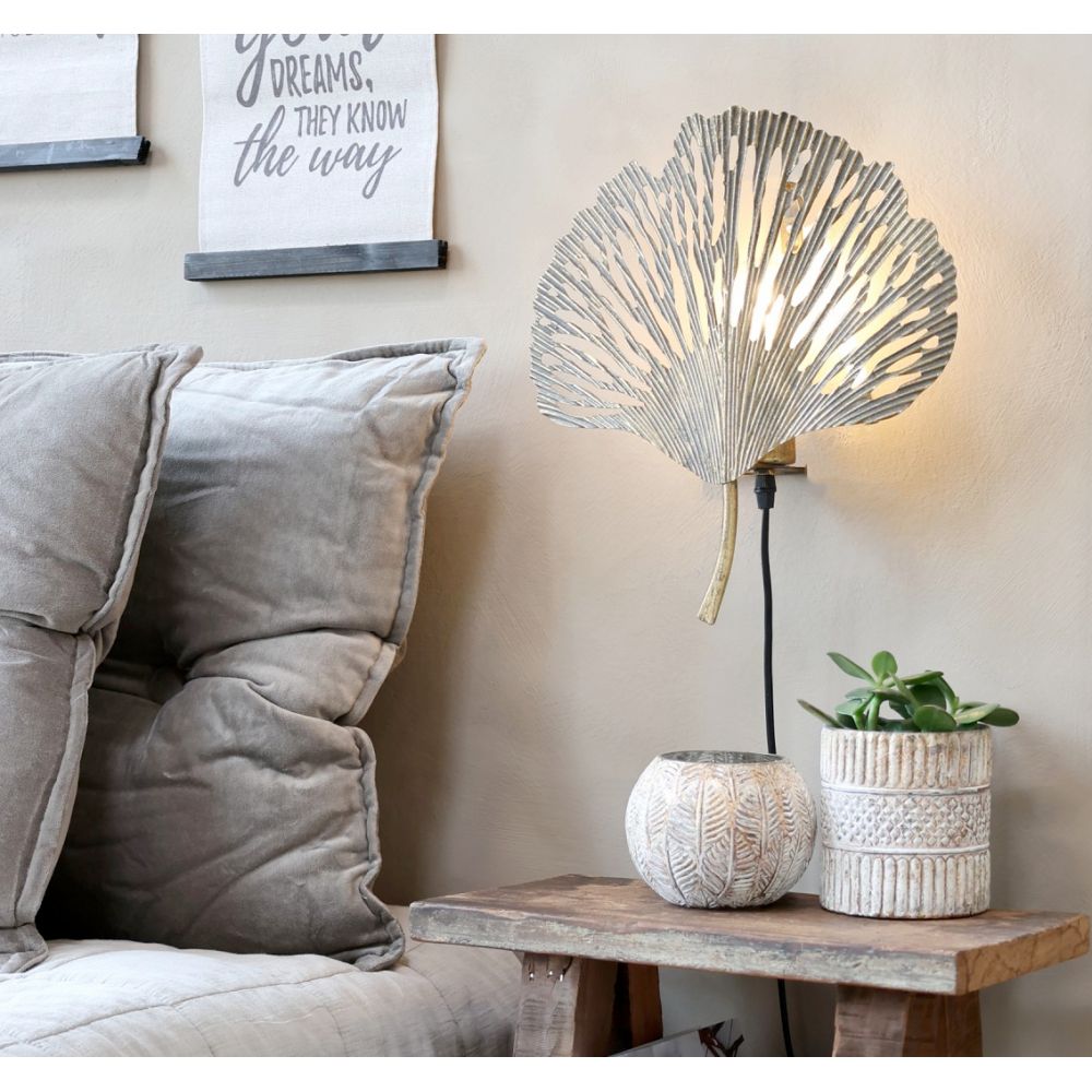 Kinkiet metalowy  liść Chic Antique