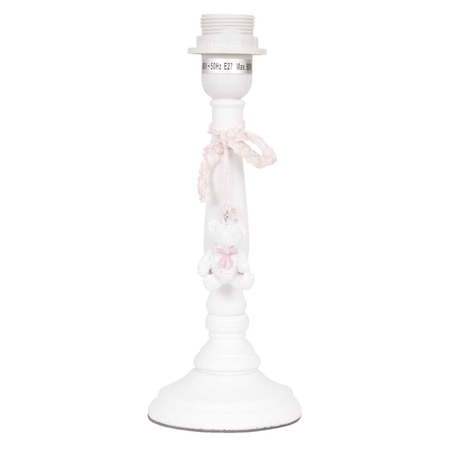 Lampa stołowa biała z misiem retro Clayre Eef