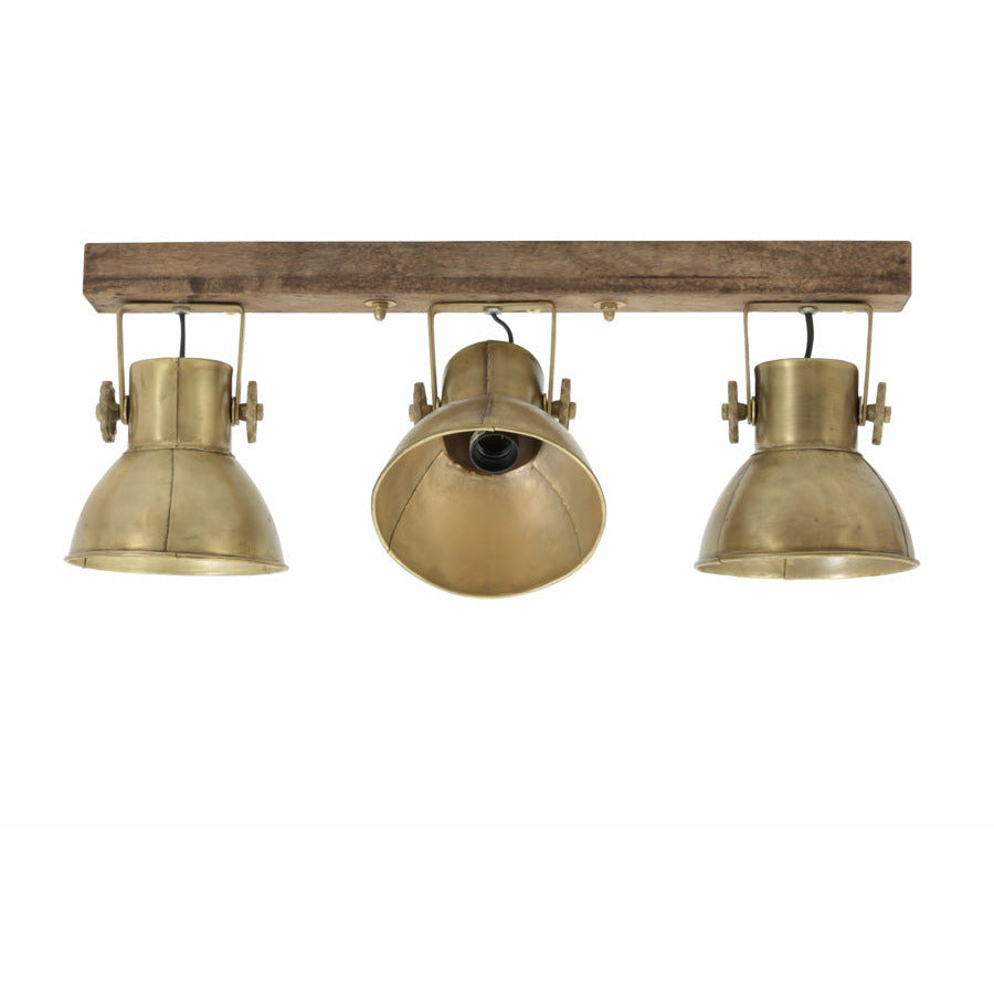 Lampa potrójna sufitowa industrialna  złota Light Living