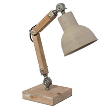 Załaduj obraz do przeglądarki galerii, Lampa stołowa, biurkowa industrialna drewniana brąz Clayre Eef
