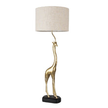 Załaduj obraz do przeglądarki galerii, Lampa stołowa żyrafa złota z abażurem naturalnym Clayre Eef
