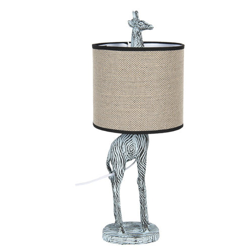 Lampa stołowa żyrafa z abażurem lnianym Clayre Eef
