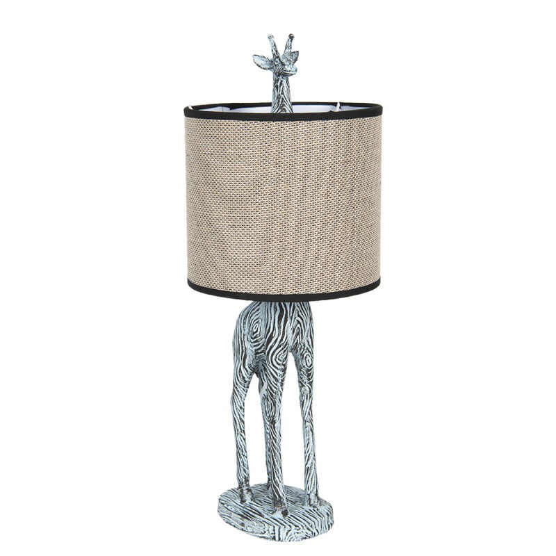Lampa stołowa żyrafa z abażurem lnianym Clayre Eef