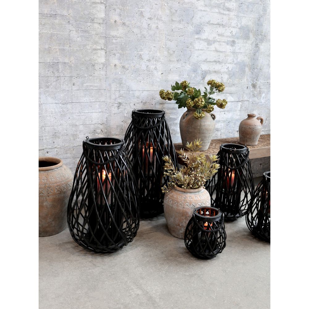 Duży lampion pleciony Chic Antique czarny 60 cm