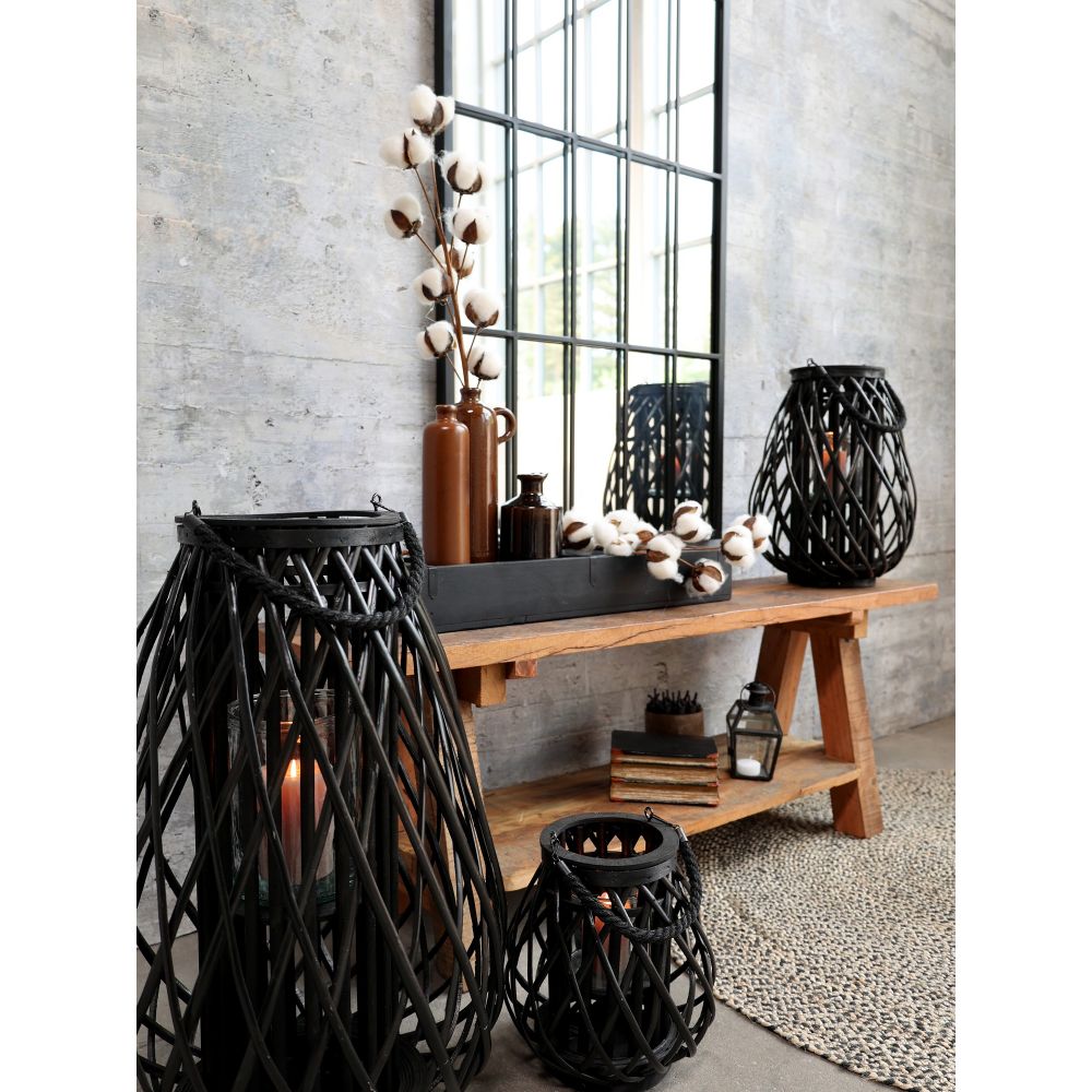 Duży lampion pleciony Chic Antique czarny 60 cm