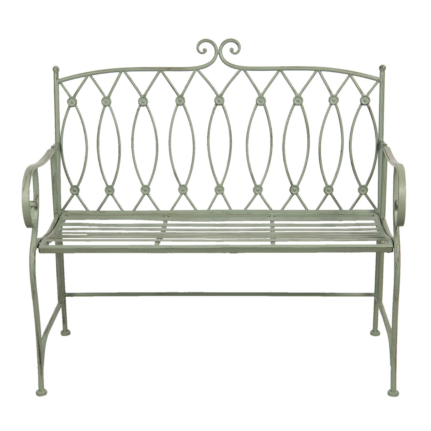 Ławka ogrodowa metalowa zielona retro Clayre Eef