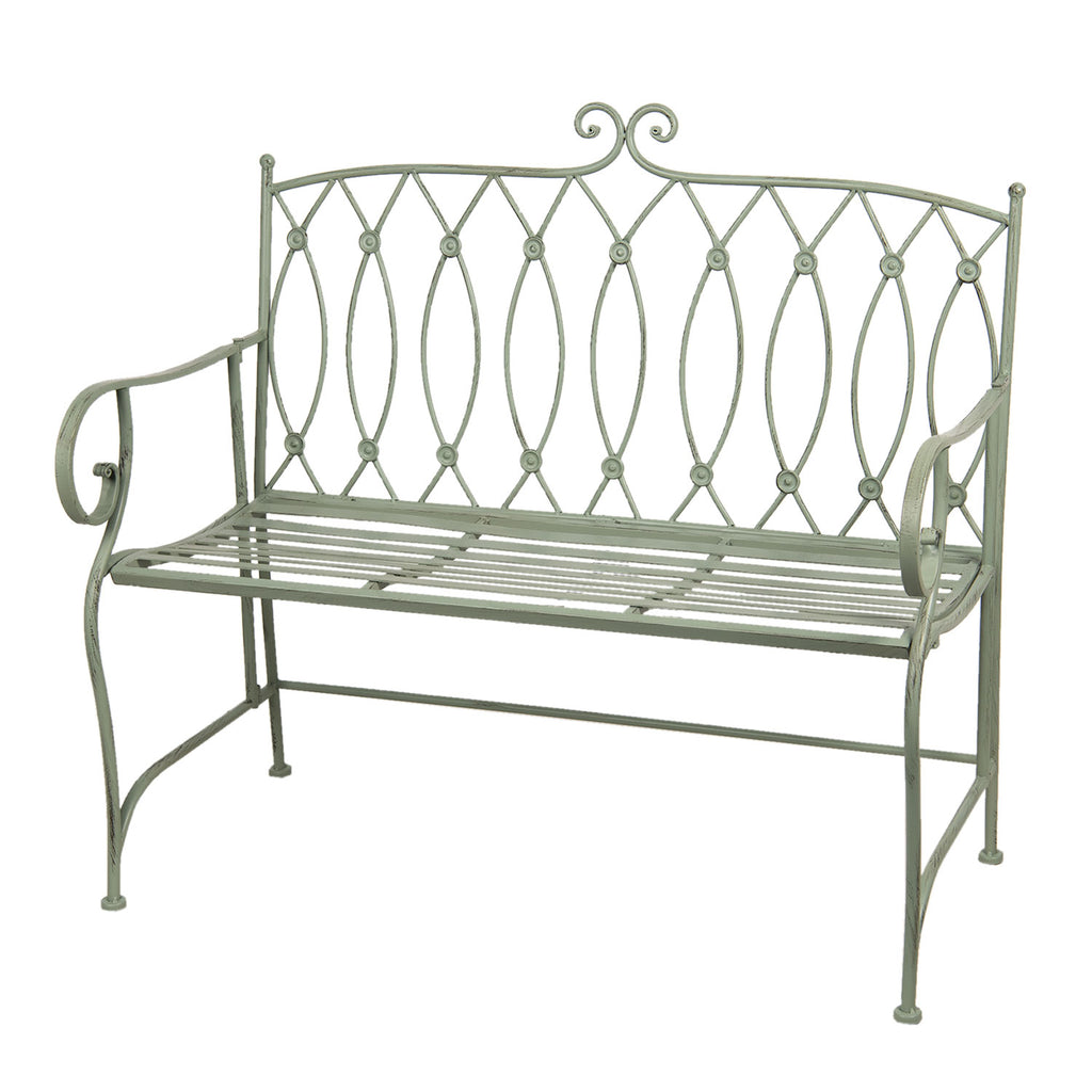 Ławka ogrodowa metalowa zielona retro Clayre Eef
