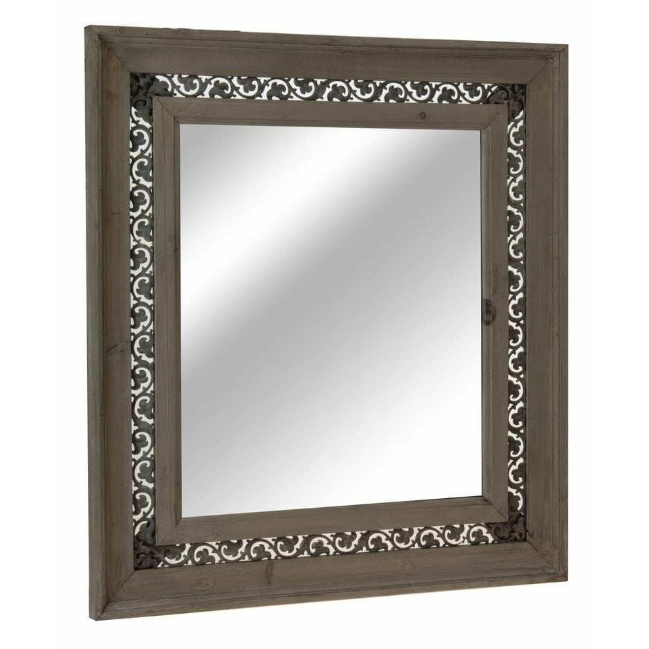 Lustro drewniane ażurowe brązowe stylowe