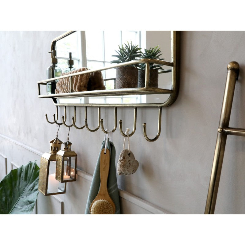 Lustro z półką do łazienki mosiądz antyczny Chic Antique