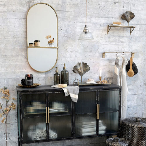 Lustro w stylu skandynawskim Chic Antique z półką A mosiądz