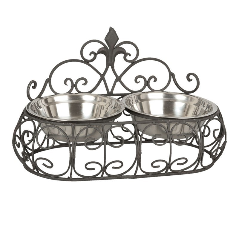 Miski dla psa brązowe na stojaku Clayre Eef