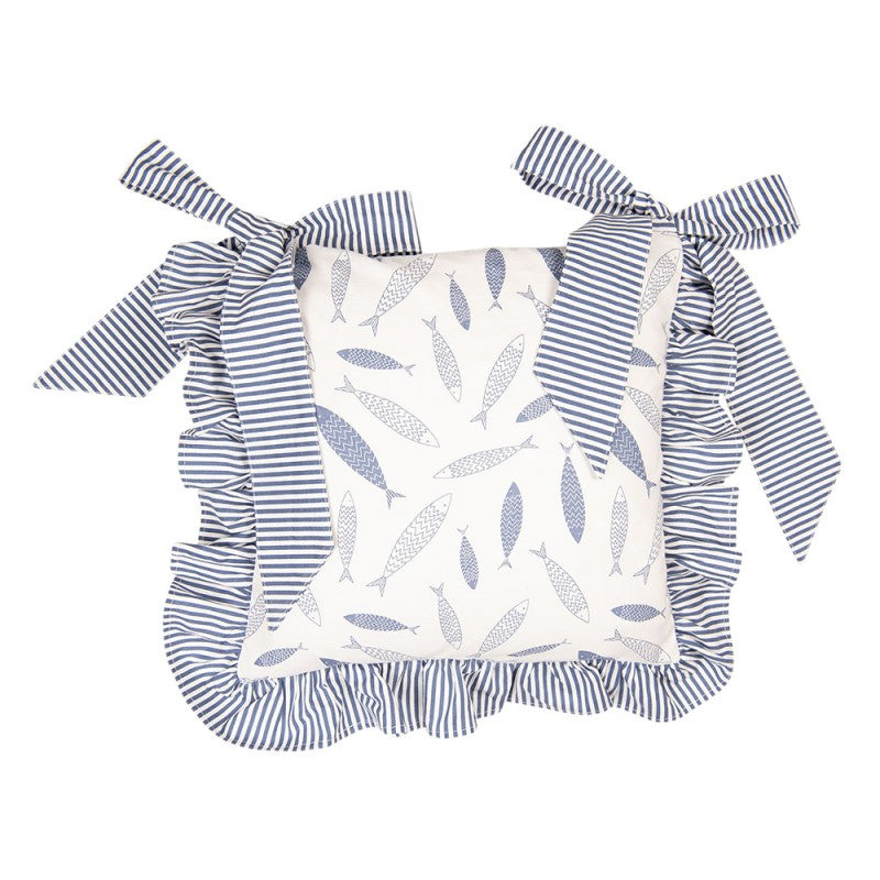 Poduszka na siedzisko ryby marynistyczna z falbanką 40 x 40  Clayre Eef