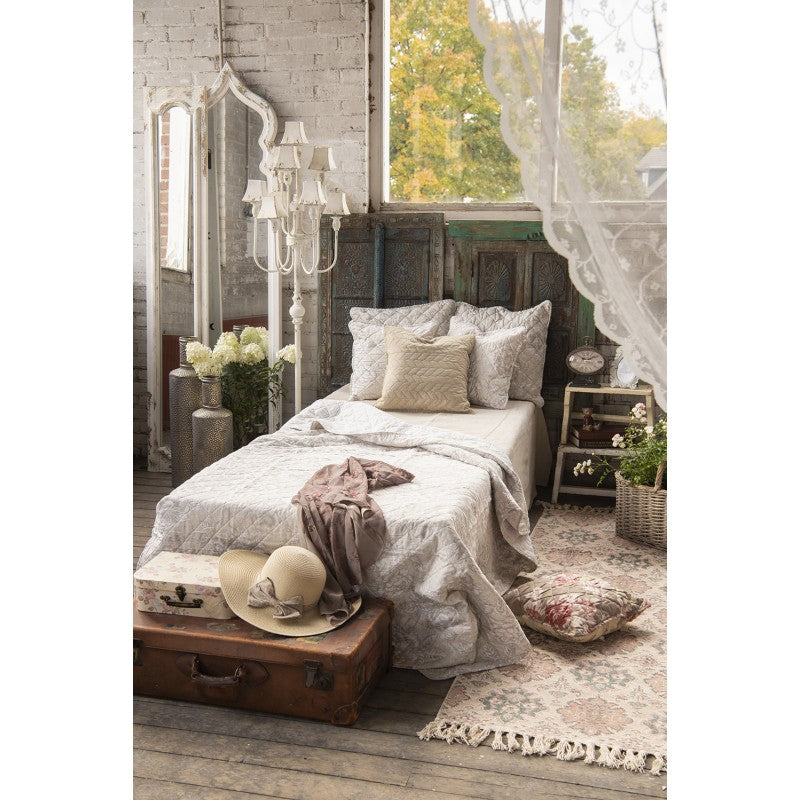 Poduszka kwiaty beżowa prowansalska 40 x 40 cm Clayre Eef