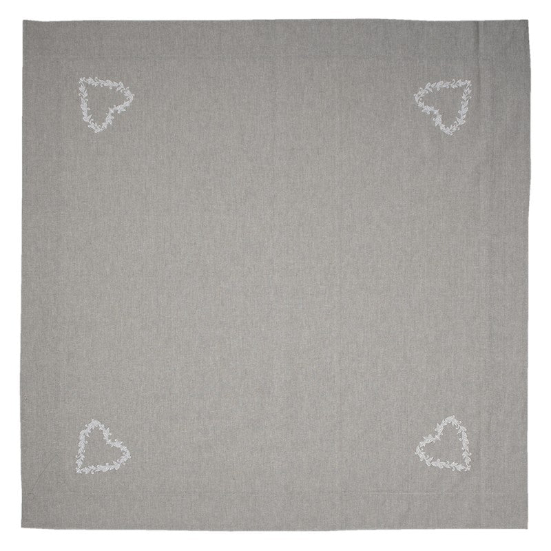 Obrus prowansalski szary serce 150 x 150 Clayre Eef