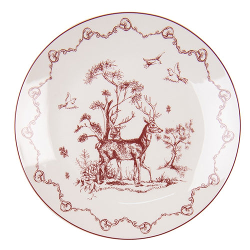 Talerz deserowy porcelanowy Clayre Eef świąteczny wzór leśne zwierzęta