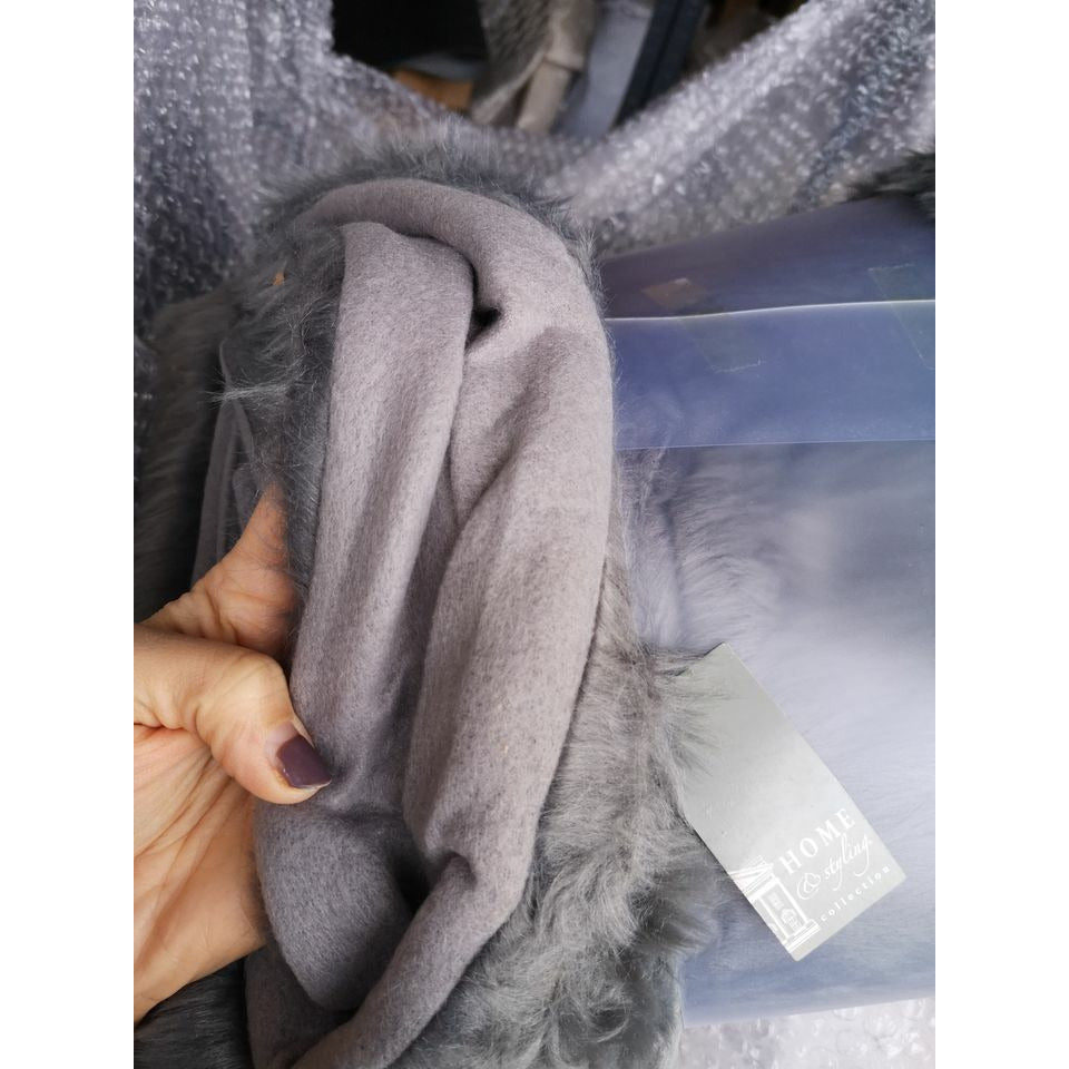 Pled futrzany szary włosie długie