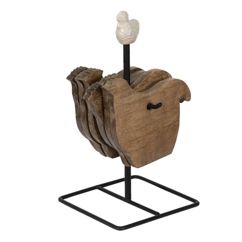 Podkładki drewniane na stojaku kurki Country Clayre Eef