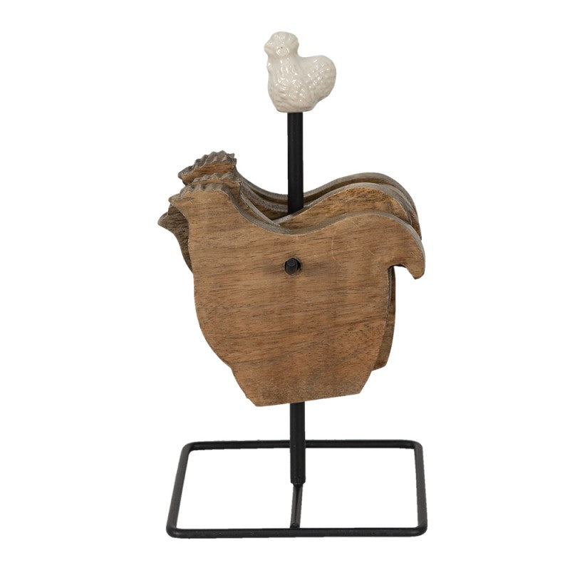 Podkładki drewniane na stojaku kurki Country Clayre Eef