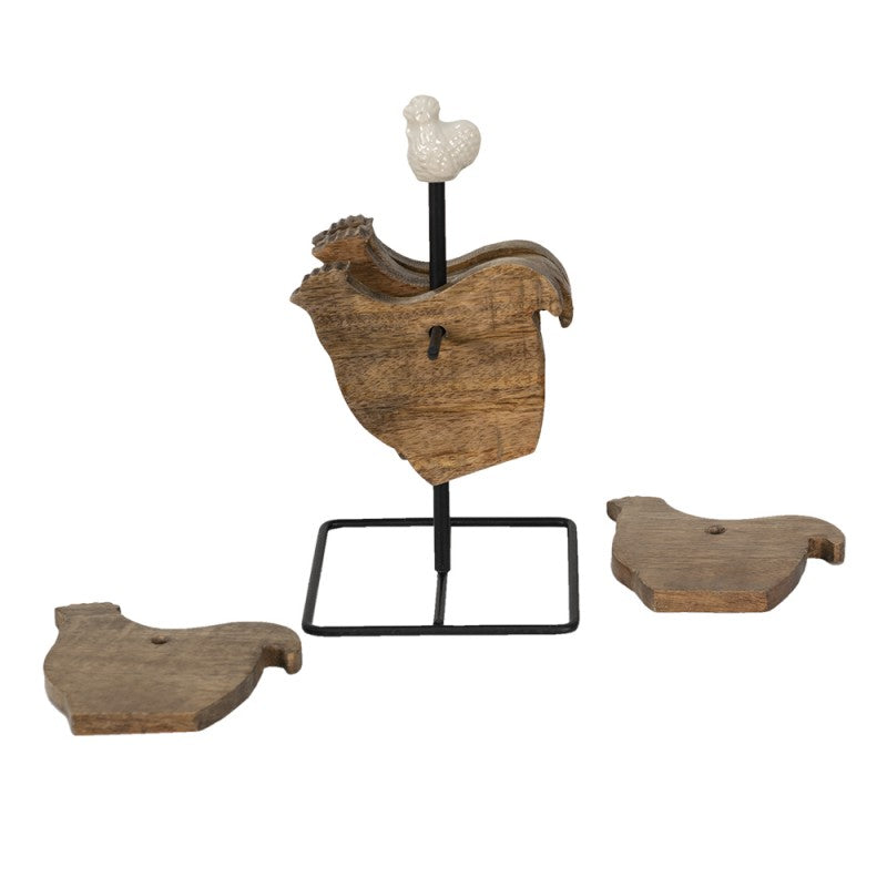 Podkładki drewniane na stojaku kurki Country Clayre Eef