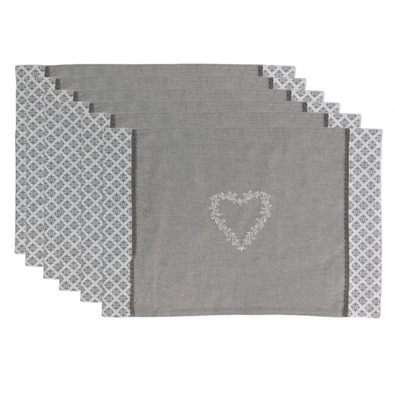 Podkładki bawełniane szare serce kpl. 6 szt. Clayre Eef