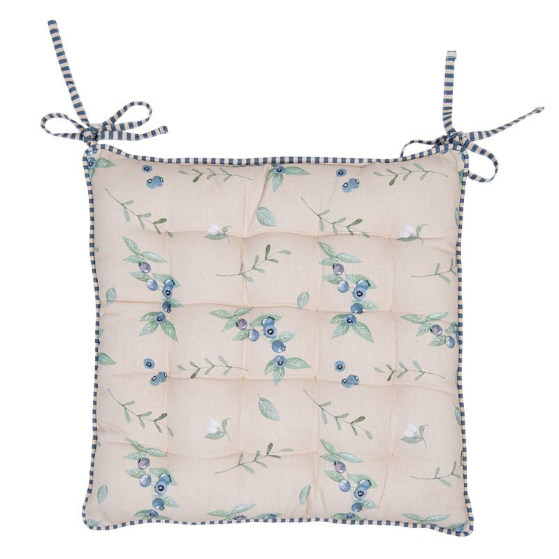 Poduszka na krzesło do kuchni owoce beżowa z wypełnieniem Clayre Eef