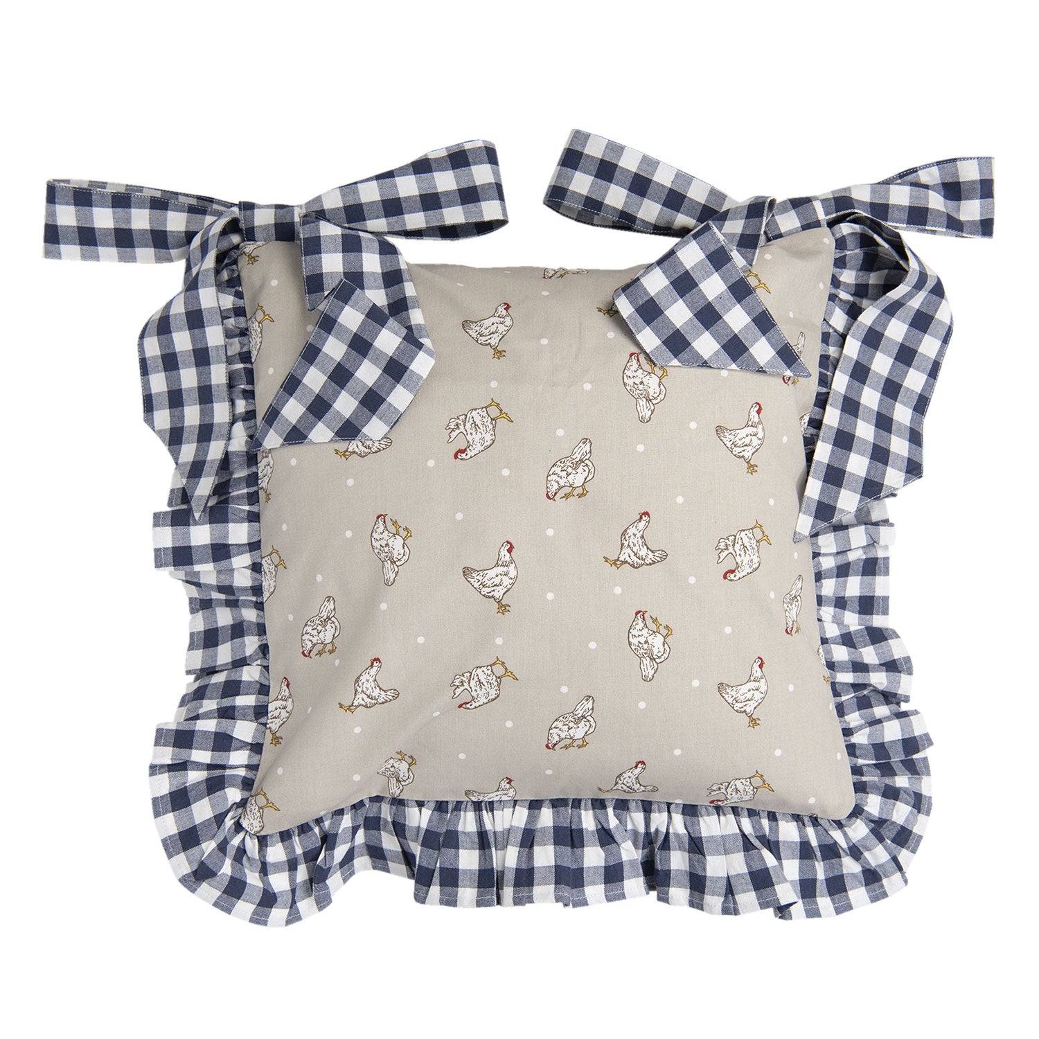 Poduszka na krzesło kurki kratka niebieska Clayre Eef