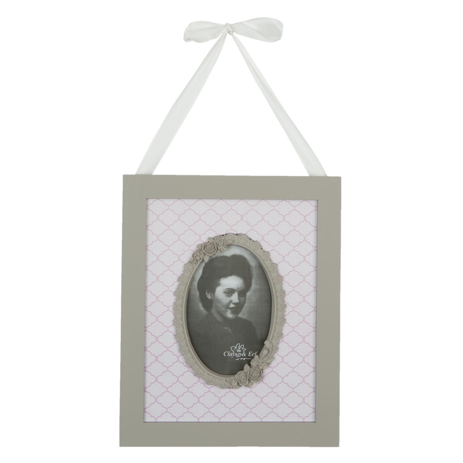 Ramka wisząca retro szaro różowa Clayre Eef