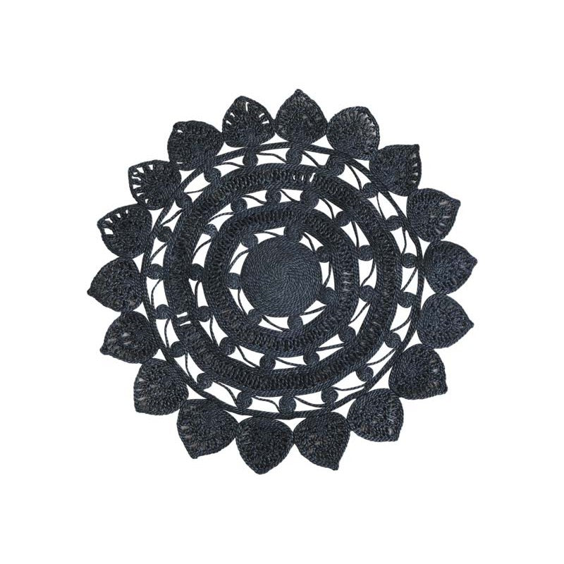 Pleciony dywanik okrągły Chic Antique z trawy morskiej boho czarny 75 cm