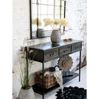 Pleciony dywanik okrągły Chic Antique z trawy morskiej boho czarny 75 cm