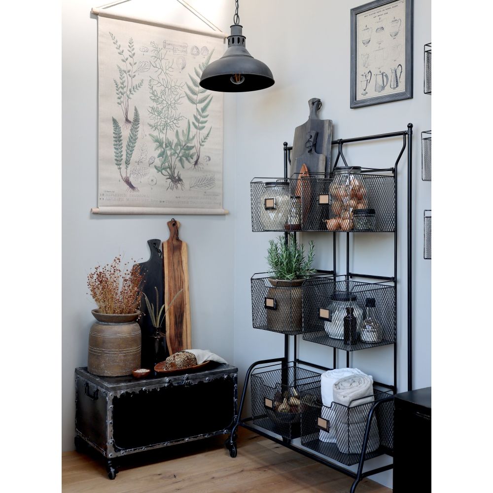 Metalowa skrzynia industrialna Chic Antique na kółkach czarna