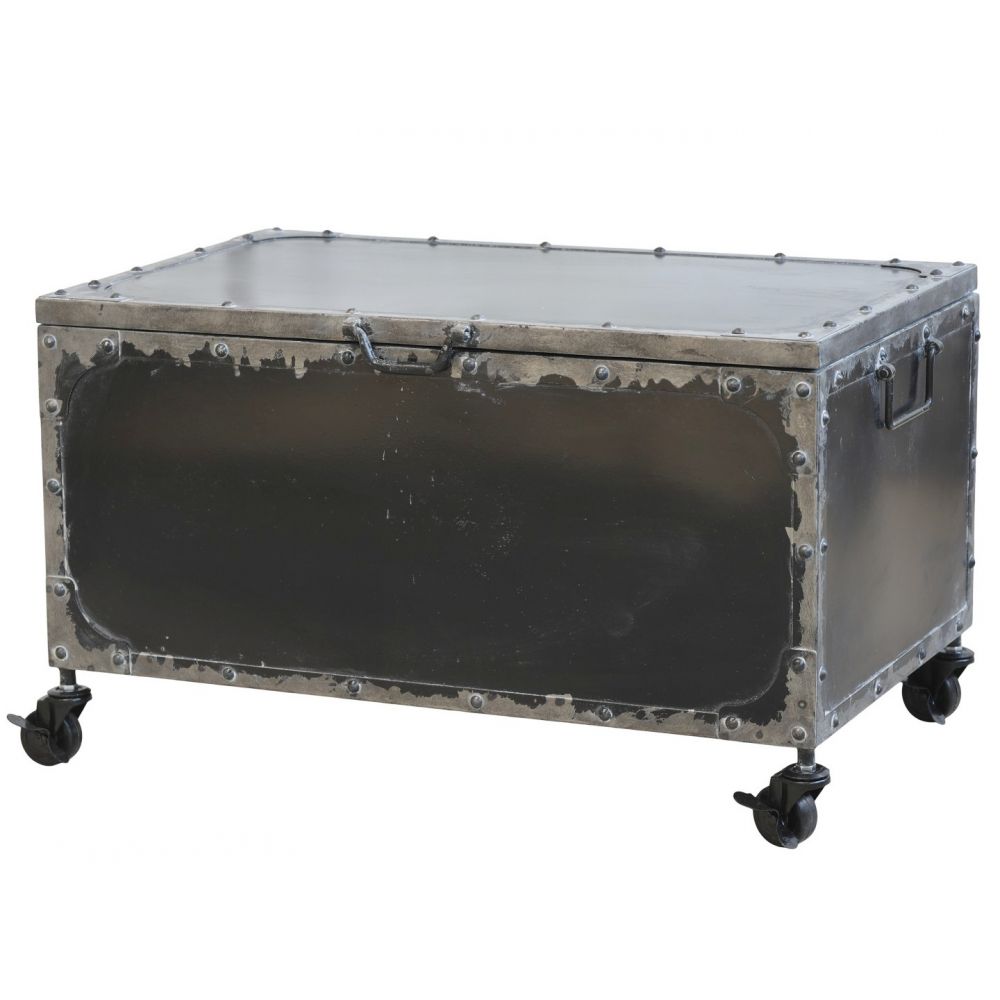 Metalowa skrzynia industrialna Chic Antique na kółkach czarna