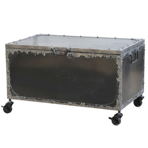 Metalowa skrzynia industrialna Chic Antique na kółkach czarna