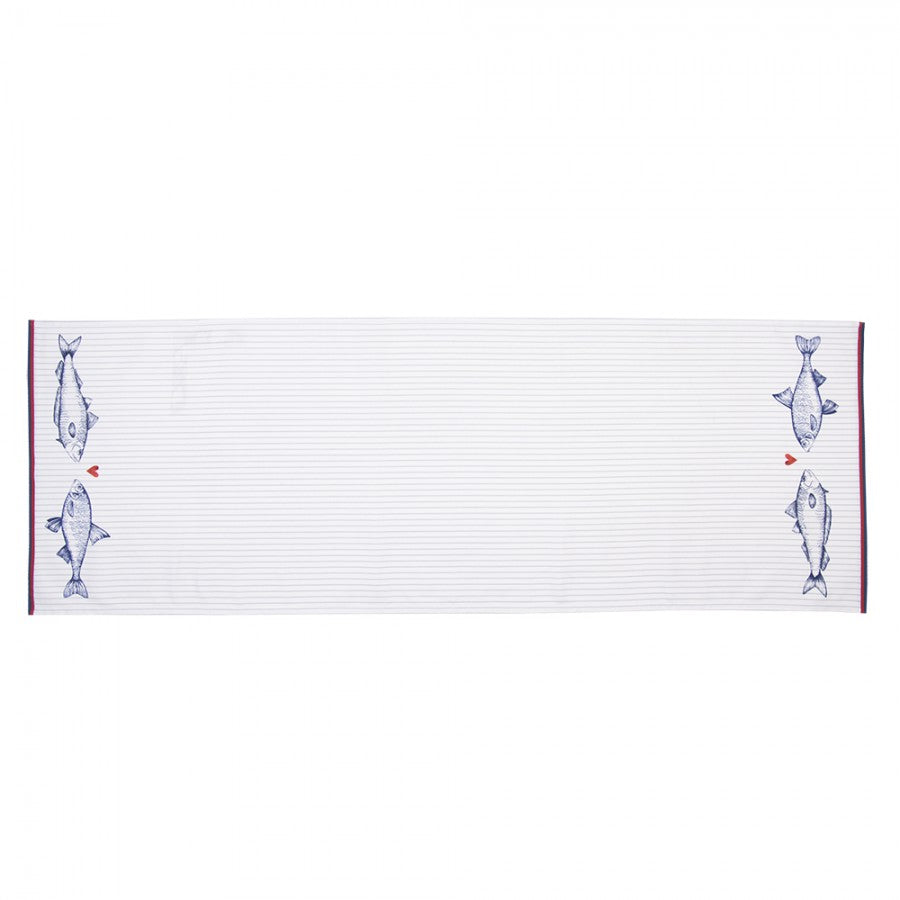 Bieżnik Marynistyczny w ryby  50 x 140 cm Clayre Eef