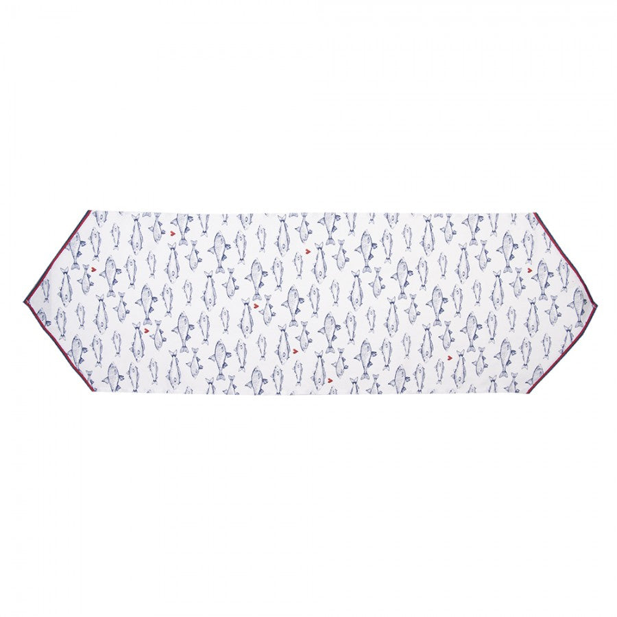 Bieżnik Marynistyczny w ryby  50 x 160 cm Clayre Eef