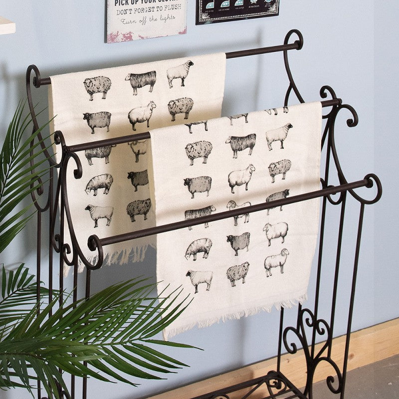 Stojak na ręczniki łazienkowe retro brązowy Clayre Eef