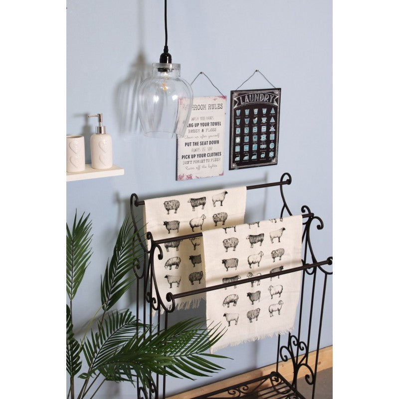 Stojak na ręczniki łazienkowe retro brązowy Clayre Eef