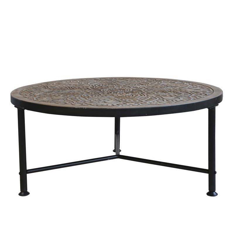 Stolik kawowy okrągły z rzeźbieniami Chic Antique mały