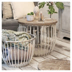 Stoliki kawowe kosze druciane 2 szt. Chic Antique