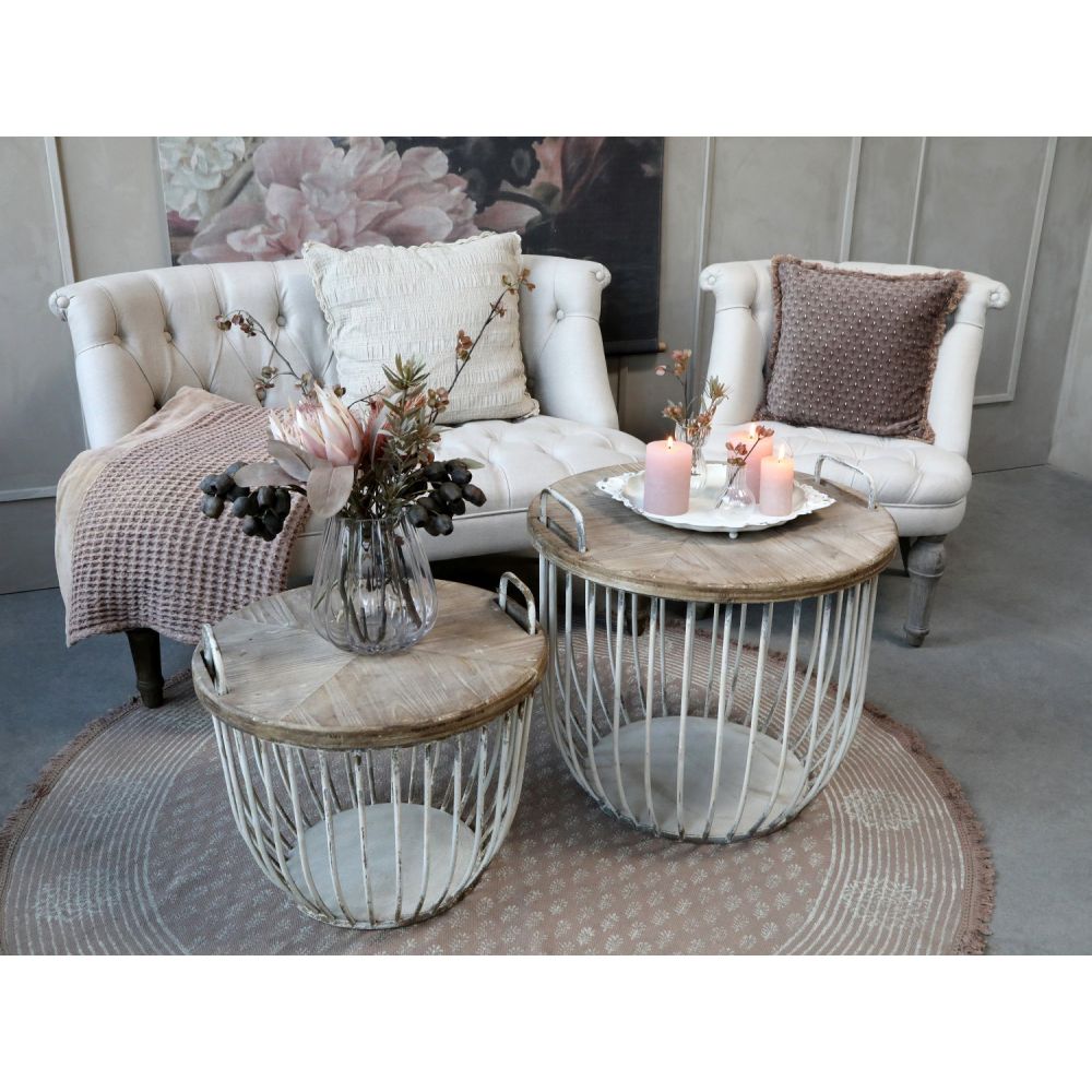 Stoliki kawowe kosze druciane 2 szt. Chic Antique