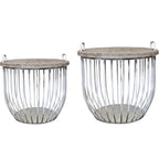 Stoliki kawowe kosze druciane 2 szt. Chic Antique