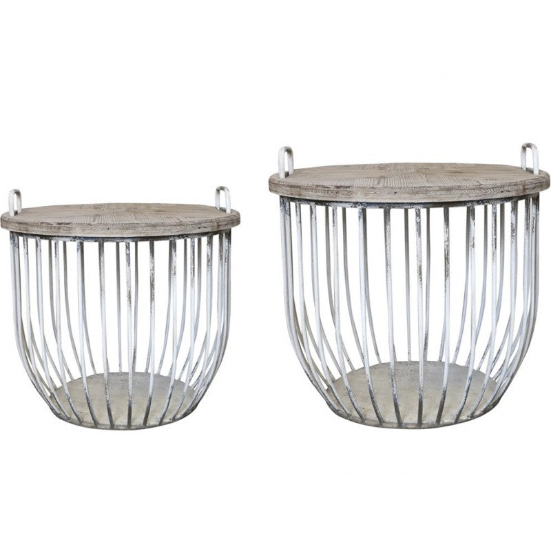 Stoliki kawowe kosze druciane 2 szt. Chic Antique