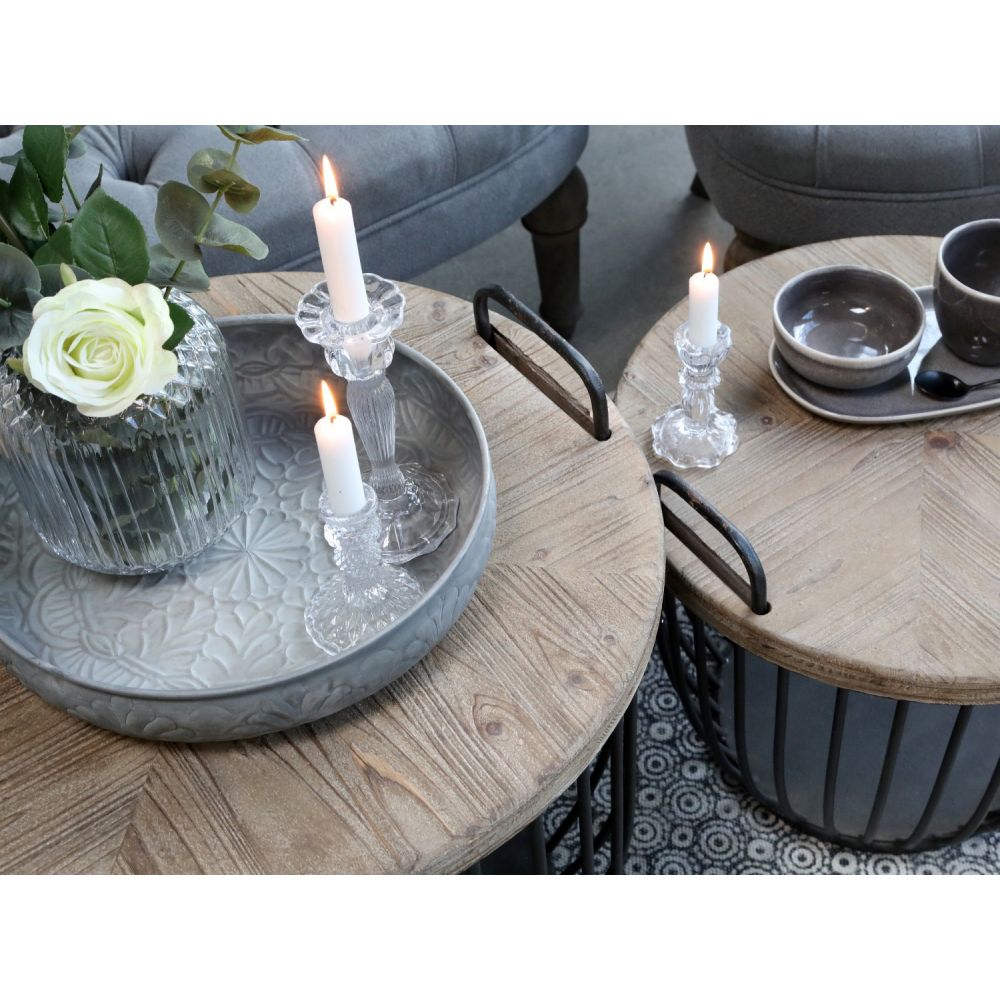 Stoliki kawowe kosze 2 szt. kosze druciane czarne Chic Antique