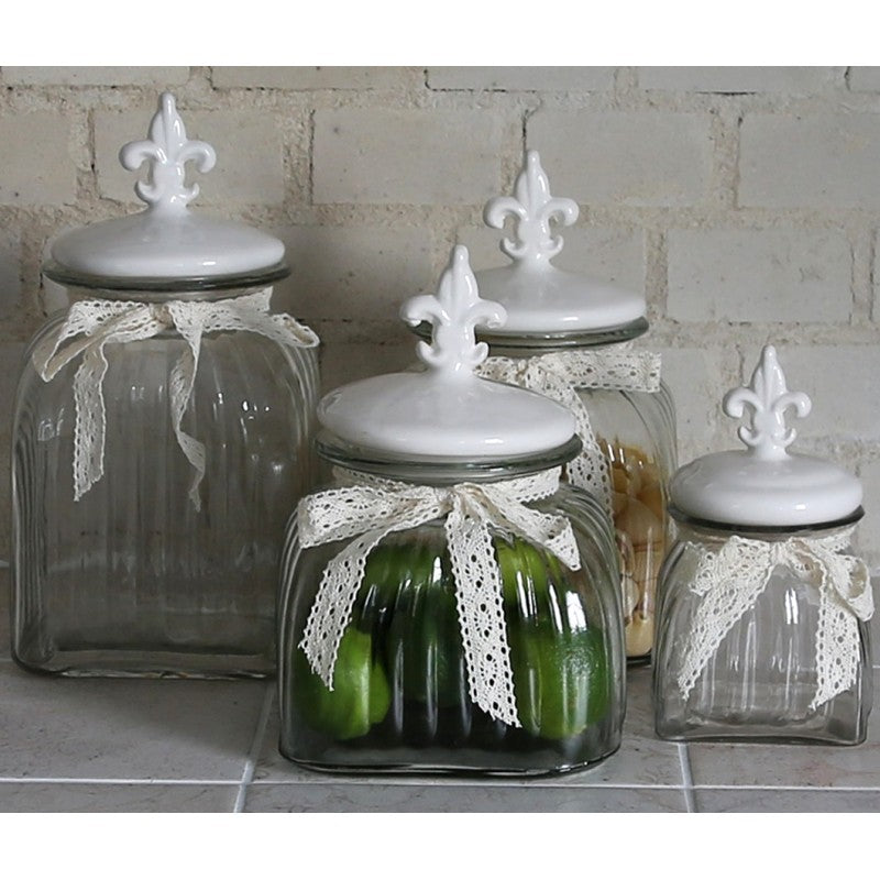 Szklany pojemnik z Lilijką Chic Antique szklany z ceramiczną pokrywą 4