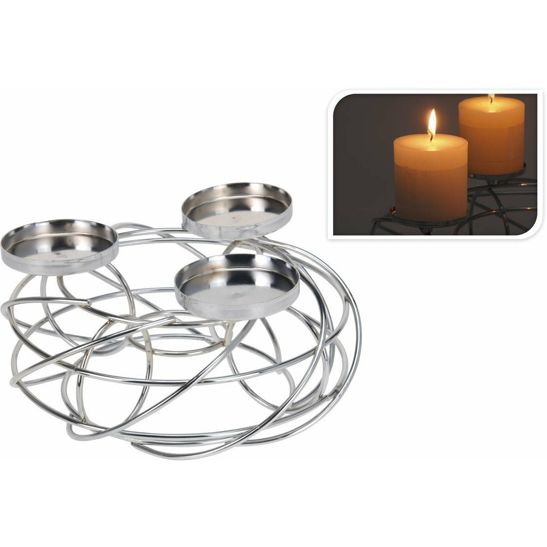 Świecznik stołowy okrągły srebrny