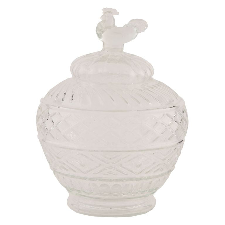 Szklany pojemnik z kogutem  retro Clayre Eef