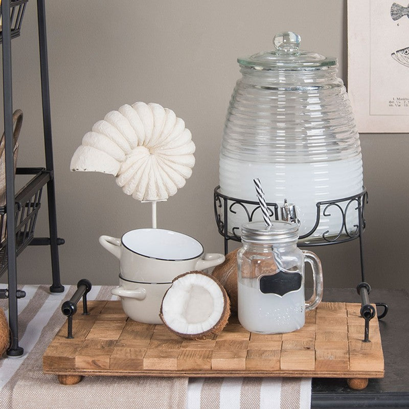 Taca drewniana mango z metalowyni uchwytami Loft Clayre Eef